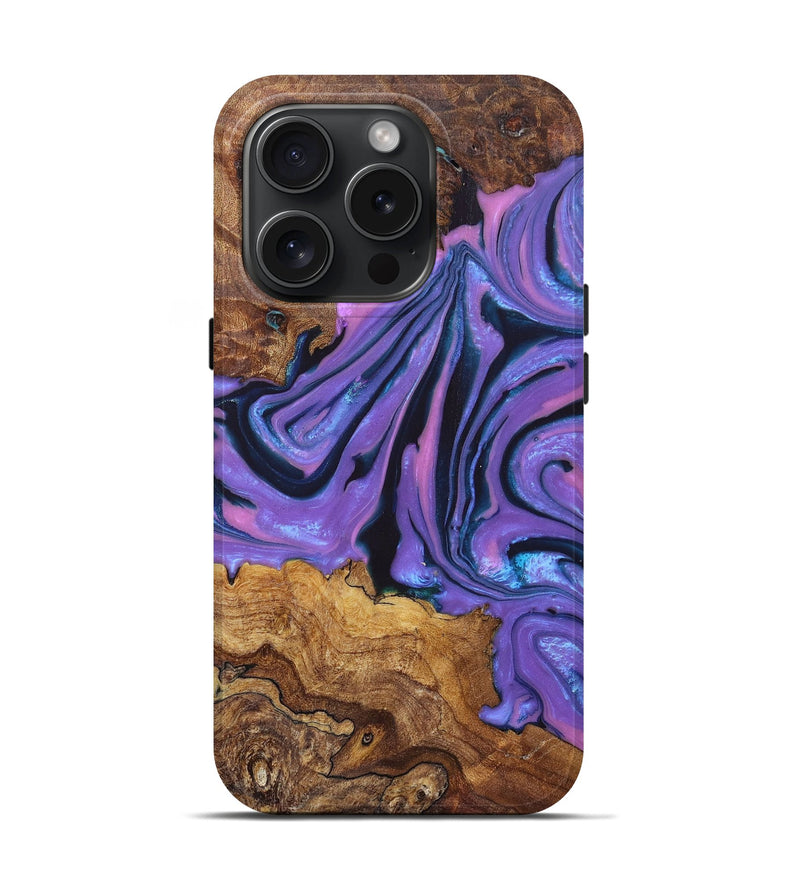iPhone 15 Pro Wood+Resin Live Edge Phone Case - Bodhi (Purple, 662606)