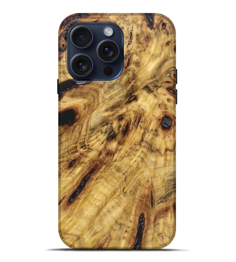 iPhone 15 Pro Max Burl Wood Live Edge Phone Case - Kellen (Pure Black, 662611)