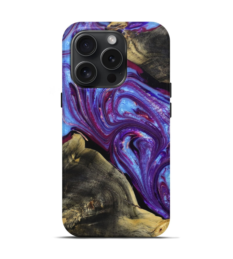 iPhone 15 Pro Wood+Resin Live Edge Phone Case - Billie (Purple, 662614)