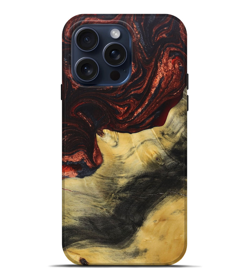 iPhone 15 Pro Max Wood+Resin Live Edge Phone Case - Kelsey (Red, 662619)