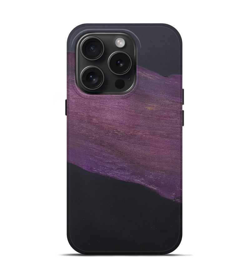 iPhone 15 Pro Burl Wood Live Edge Phone Case - Amelia (Pure Black, 662627)
