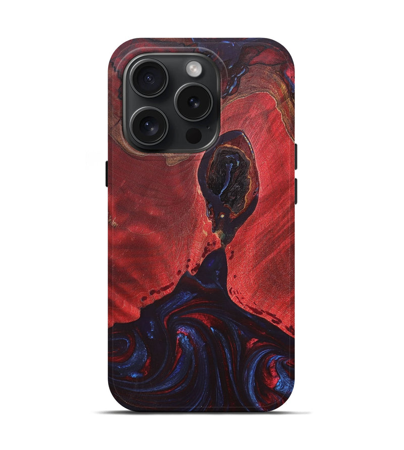 iPhone 15 Pro Burl Wood Live Edge Phone Case - Jocelyn (Red, 662628)