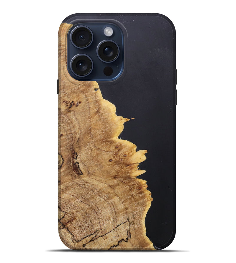 iPhone 15 Pro Max Burl Wood Live Edge Phone Case - Freddie (Pure Black, 662631)