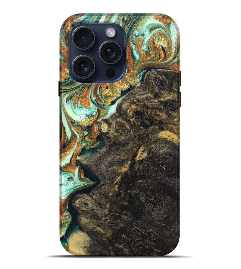 iPhone 15 Pro Max Burl Wood Live Edge Phone Case - Kash (Green, 662632)
