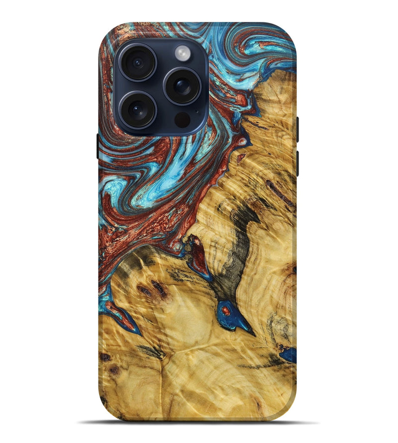 iPhone 15 Pro Max ResinArt Live Edge Phone Case - Ronan (Teal & Gold, 662639)