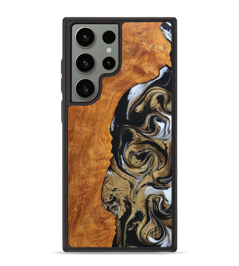 Galaxy S23 Ultra Wood+Resin Phone Case - Israel (Black & White, 662730)
