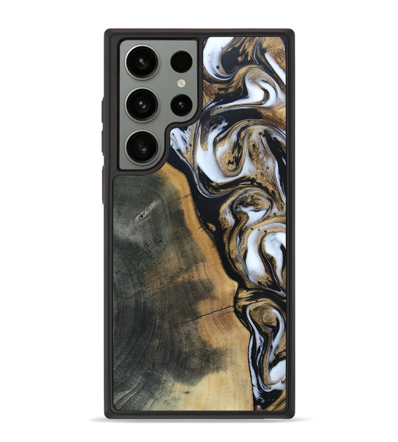 Galaxy S23 Ultra Wood+Resin Phone Case - Carole (Black & White, 662735)