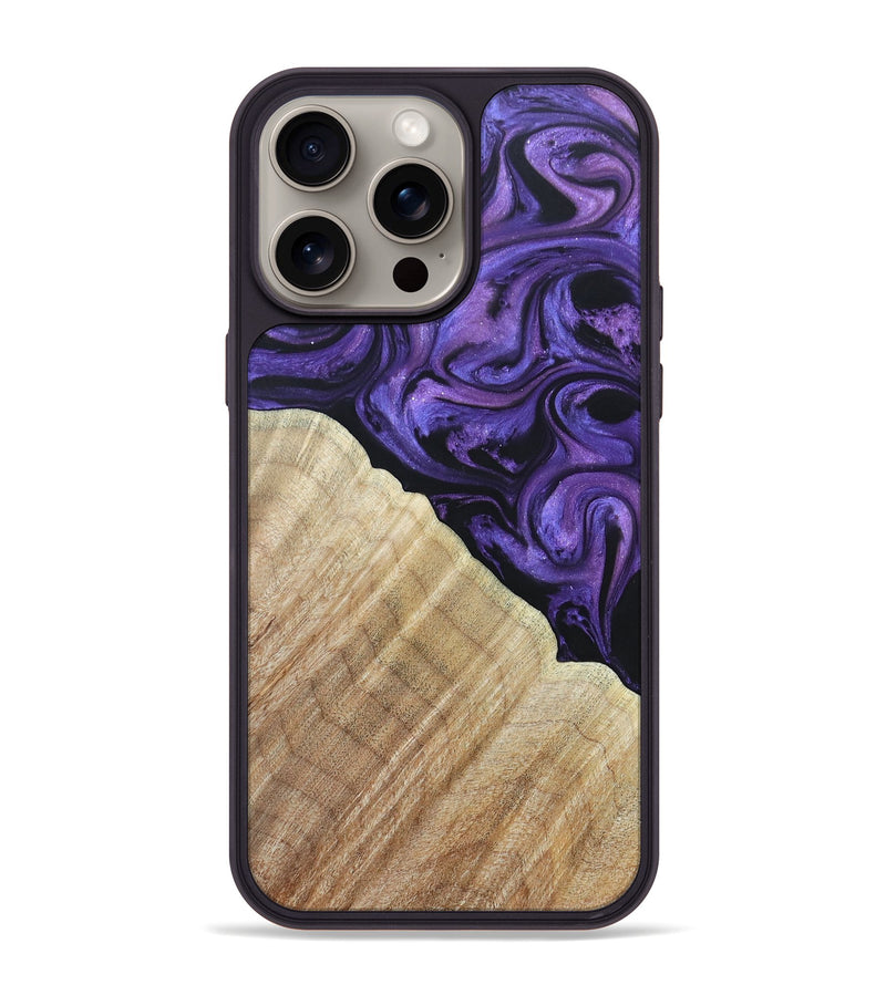 iPhone 15 Pro Max Wood+Resin Phone Case - Caitlyn (Purple, 662788)