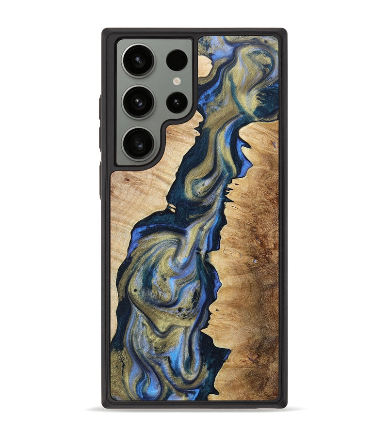 Galaxy S23 Ultra Wood+Resin Phone Case - Camden (Teal & Gold, 662842)