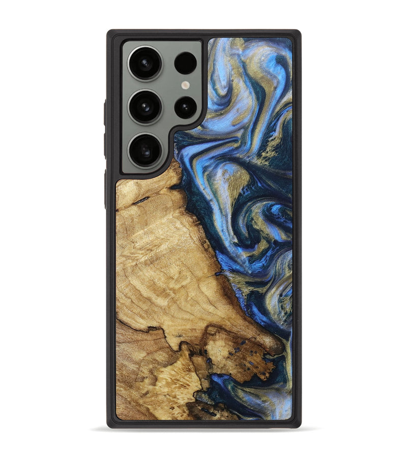 Galaxy S23 Ultra Wood+Resin Phone Case - Finnegan (Teal & Gold, 662843)