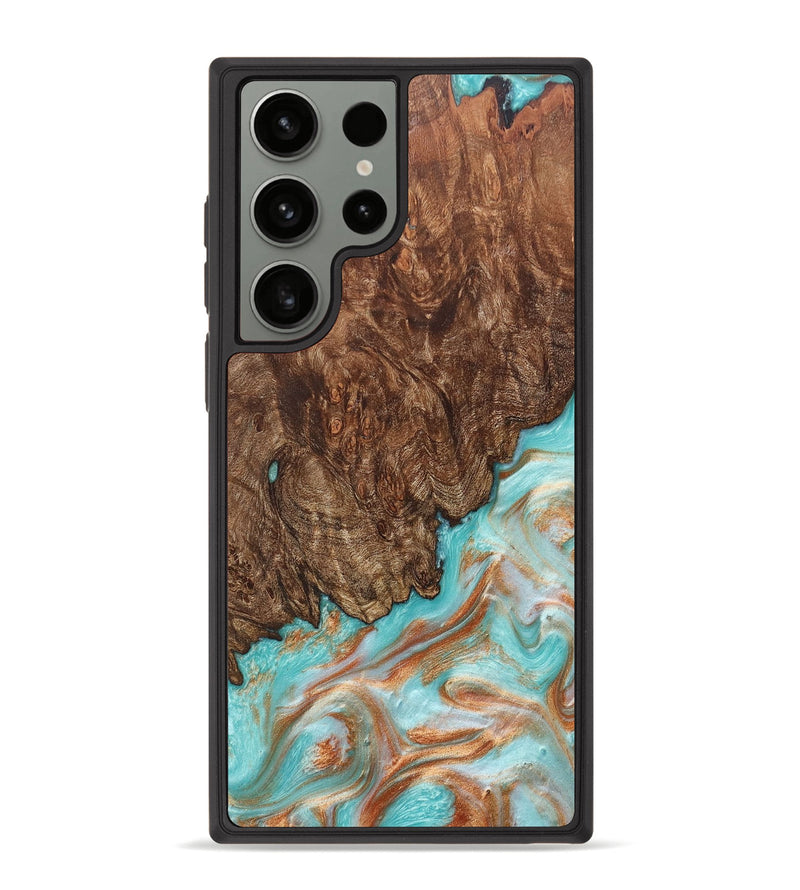 Galaxy S23 Ultra Wood+Resin Phone Case - Kirk (Teal & Gold, 662858)