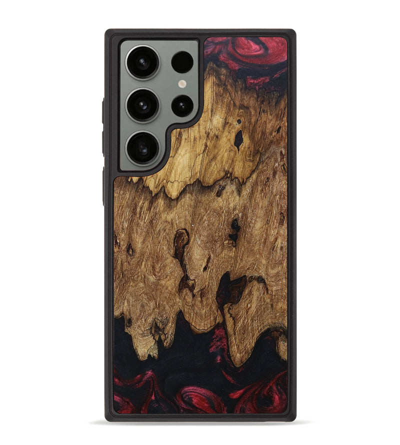Galaxy S23 Ultra Wood+Resin Phone Case - Sherry (Red, 662999)