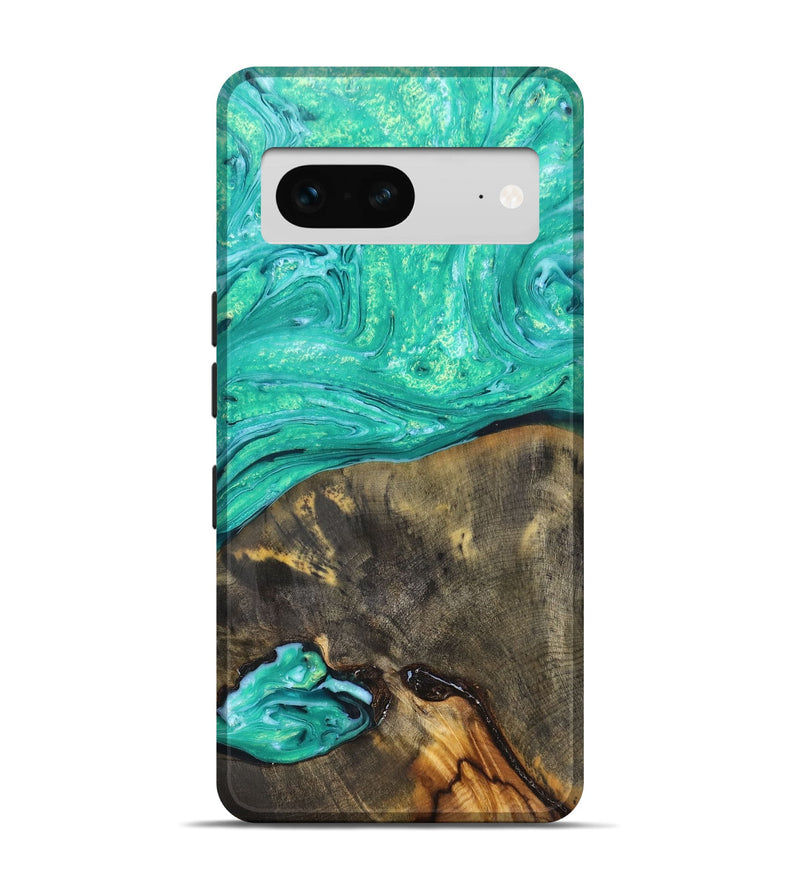 Pixel 7 Wood+Resin Live Edge Phone Case - Faye (Green, 663092)