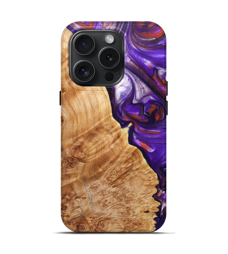 iPhone 15 Pro Wood+Resin Live Edge Phone Case - Kinsley (Purple, 663096)
