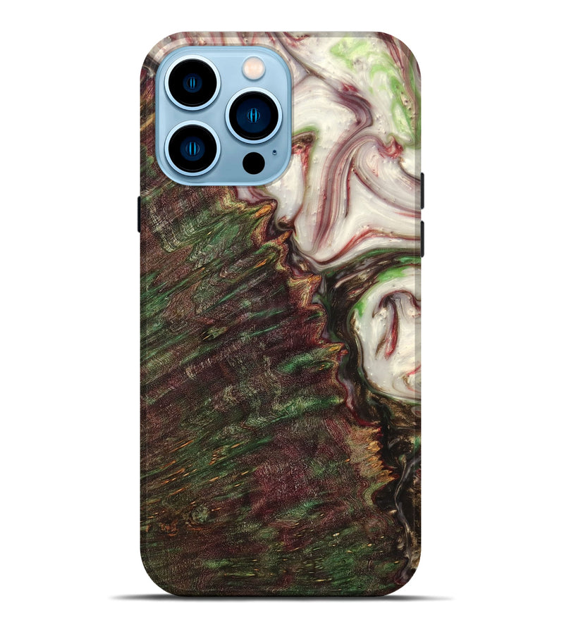 iPhone 14 Pro Max Wood+Resin Live Edge Phone Case - Gabrielle (Red, 663110)