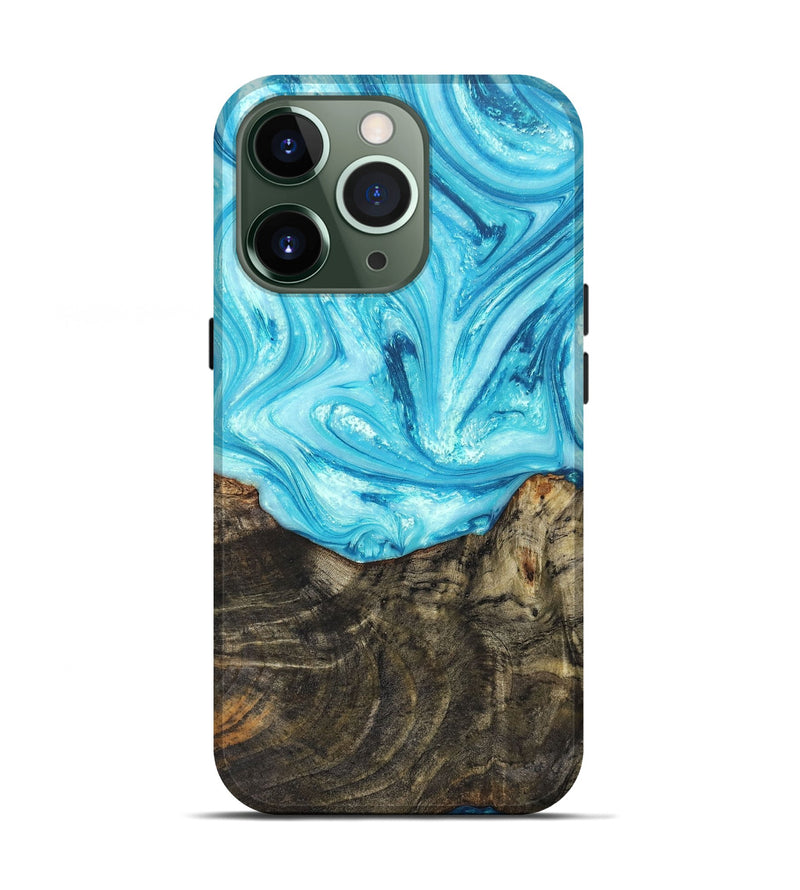 iPhone 13 Pro Wood+Resin Live Edge Phone Case - Dylan (Blue, 663126)