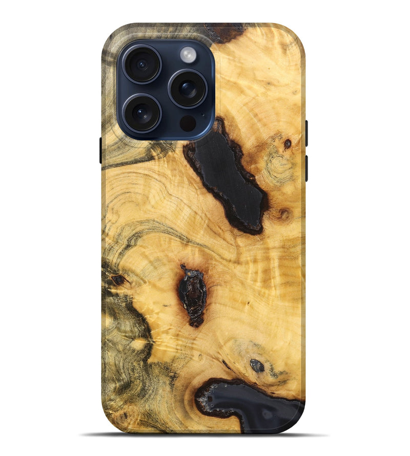 iPhone 15 Pro Max Wood+Resin Live Edge Phone Case - Kyrie (Wood Burl, 663131)