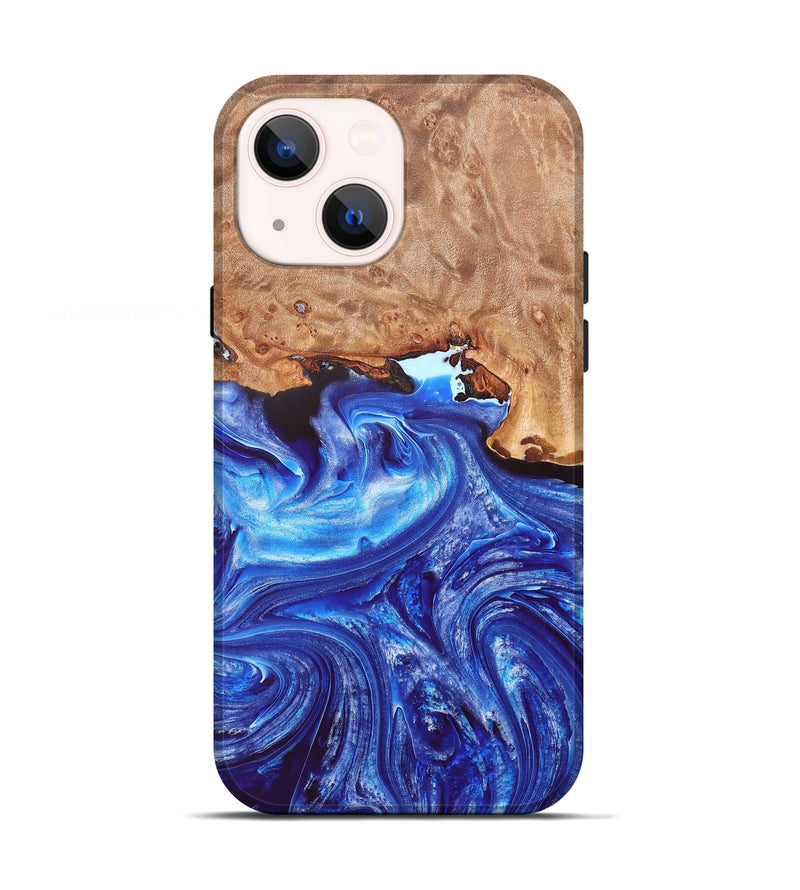 iPhone 13 Wood+Resin Live Edge Phone Case - Damian (Blue, 663132)
