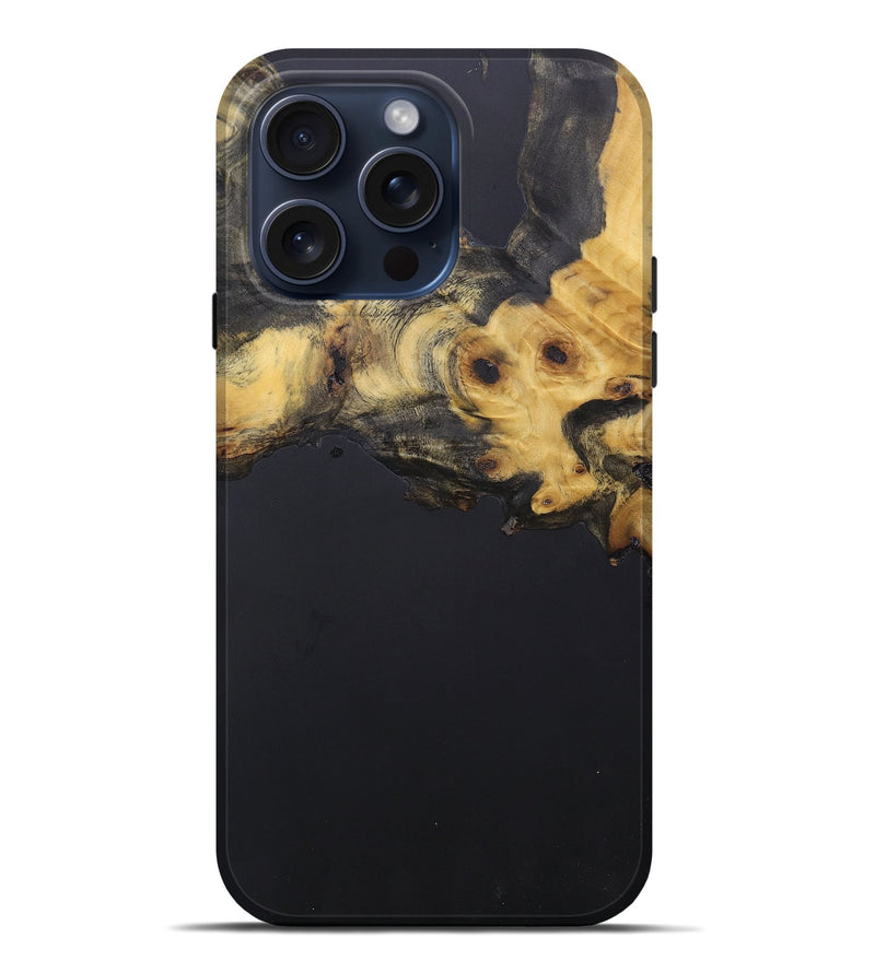 iPhone 15 Pro Max Wood+Resin Live Edge Phone Case - Cortney (Pure Black, 663146)