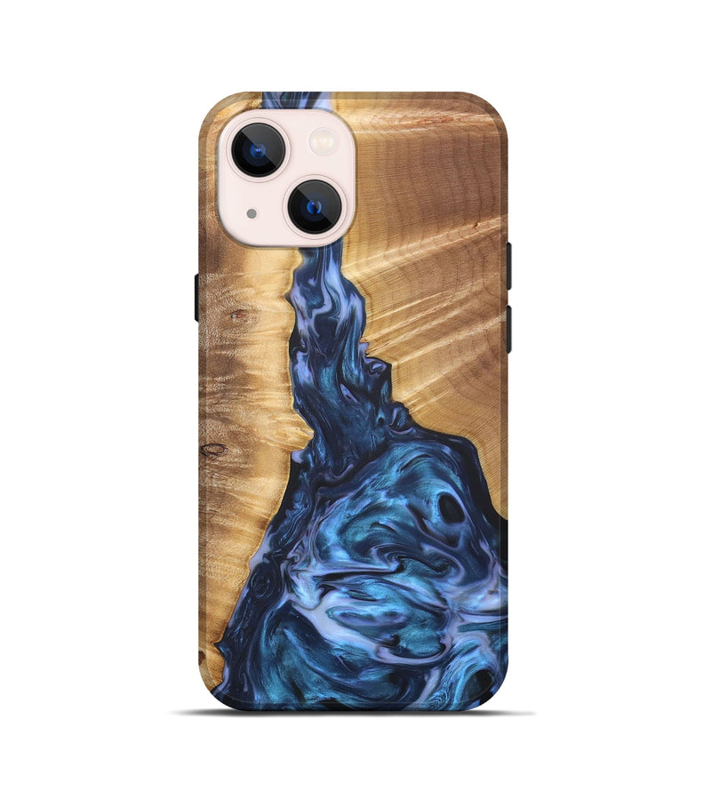 iPhone 13 mini Wood+Resin Live Edge Phone Case - Cecilia (Blue, 663155)