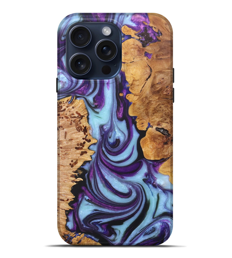 iPhone 15 Pro Max Wood+Resin Live Edge Phone Case - Easton (Purple, 663161)