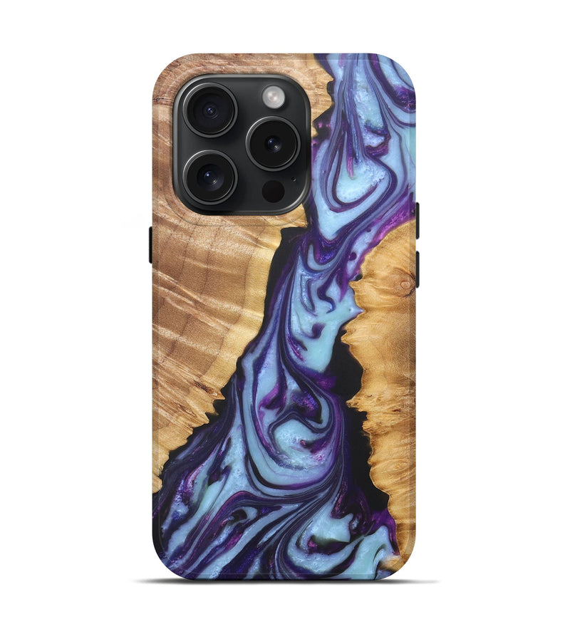 iPhone 15 Pro Wood+Resin Live Edge Phone Case - Jim (Purple, 663162)