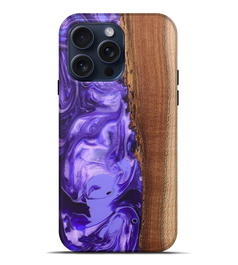 iPhone 15 Pro Max Wood+Resin Live Edge Phone Case - Maria (Purple, 663164)