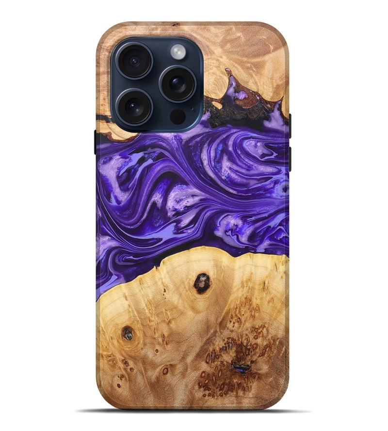 iPhone 15 Pro Max Wood+Resin Live Edge Phone Case - Weston (Purple, 663166)