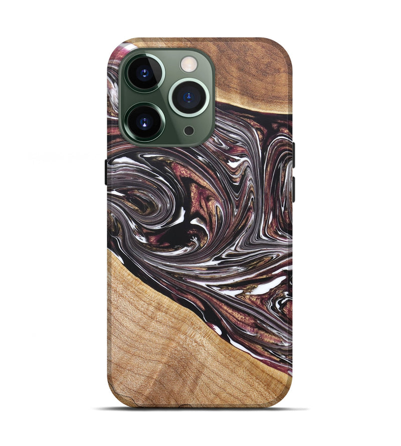 iPhone 13 Pro Wood+Resin Live Edge Phone Case - Anthony (Red, 663169)