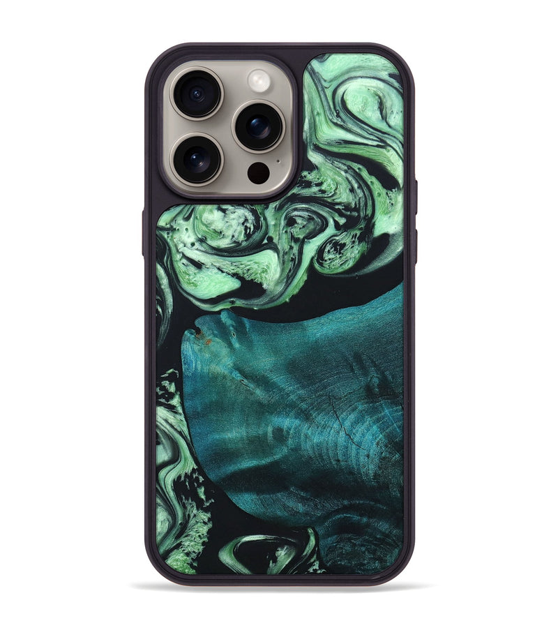 iPhone 15 Pro Max Wood+Resin Phone Case - Gunnar (Green, 663253)