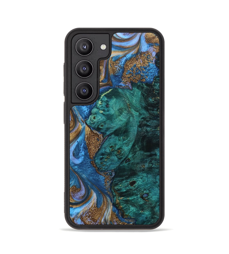 Galaxy S23 Wood+Resin Phone Case - Jackson (Teal & Gold, 663528)