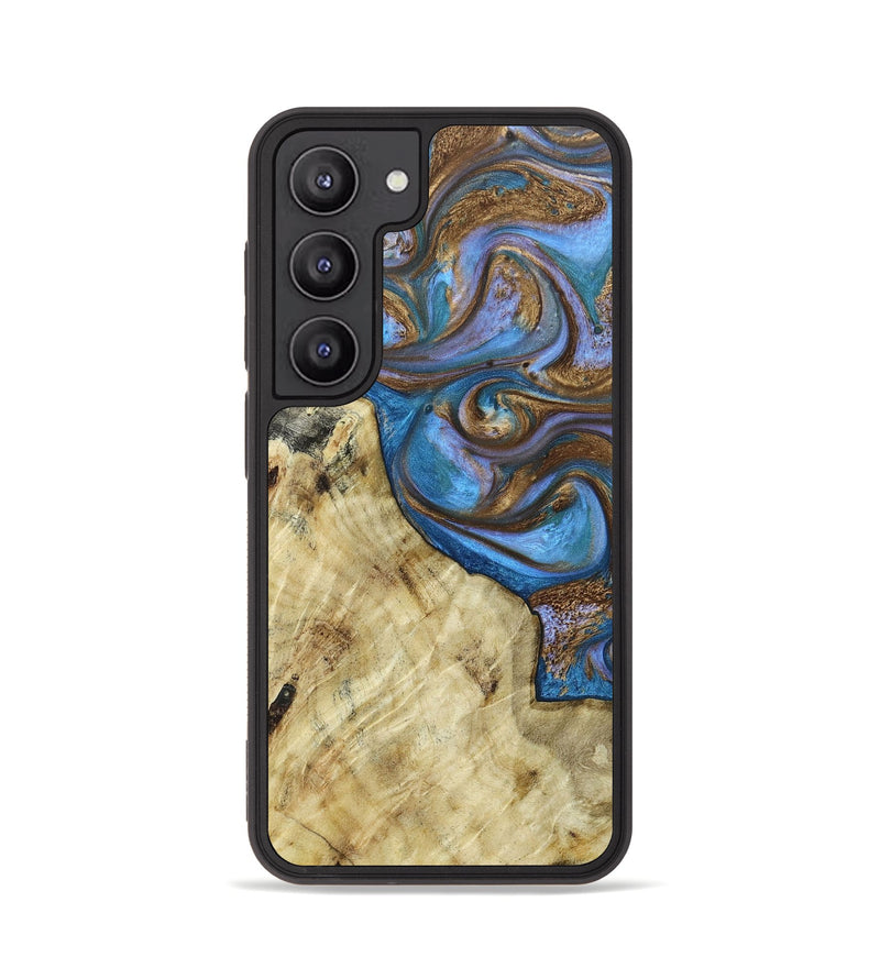 Galaxy S23 Wood+Resin Phone Case - Gabrielle (Teal & Gold, 663566)