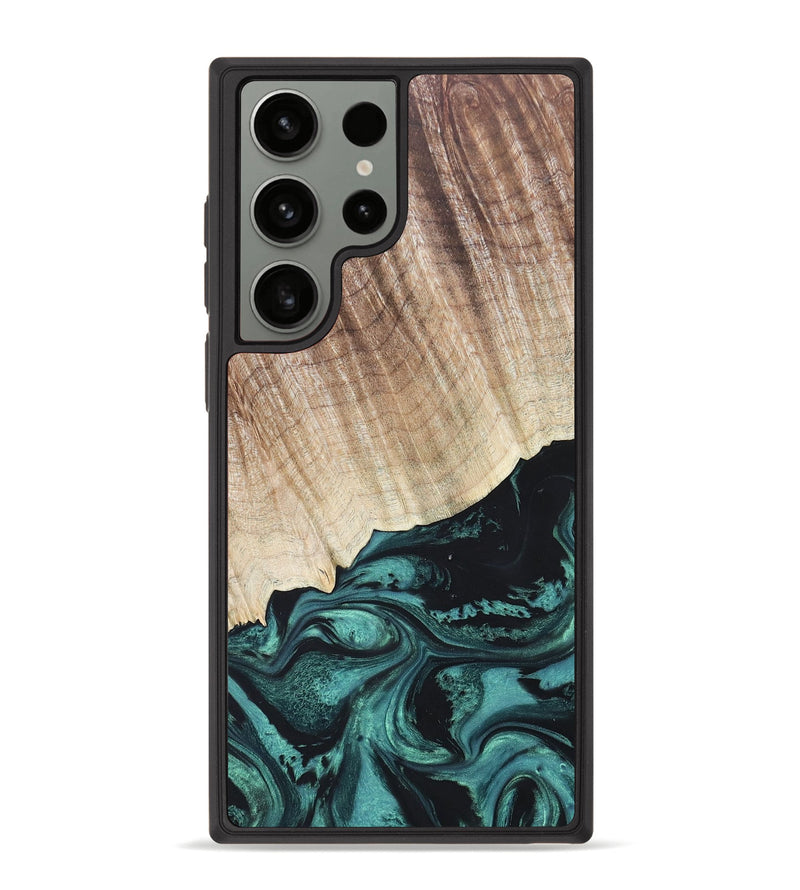Galaxy S23 Ultra Wood+Resin Phone Case - Samantha (Green, 663611)