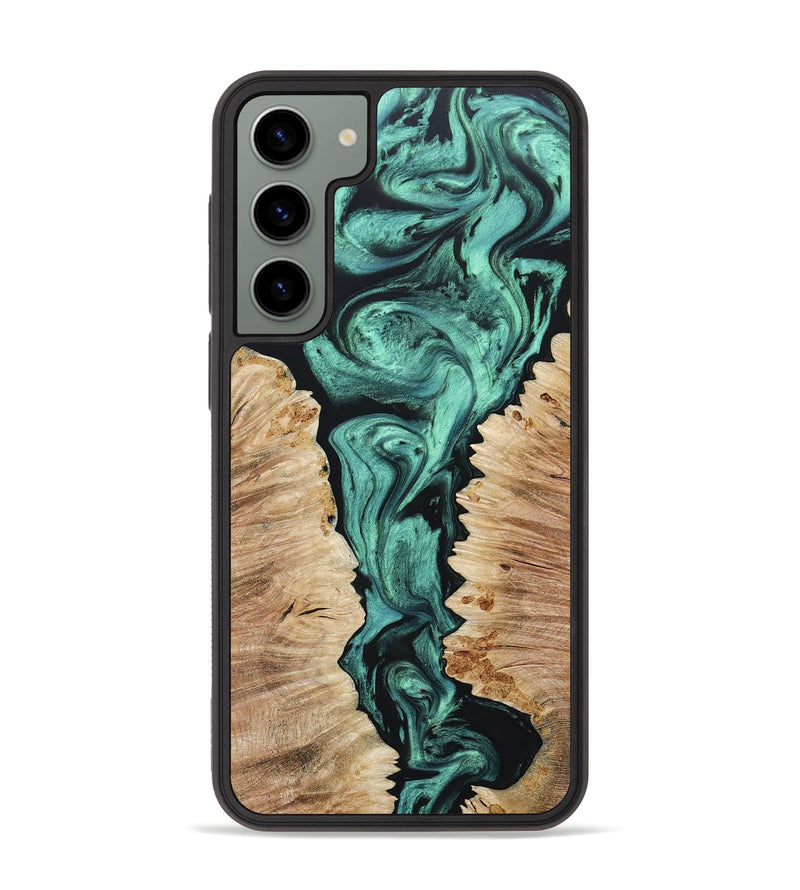 Galaxy S23 Plus Wood+Resin Phone Case - Peggy (Green, 663616)