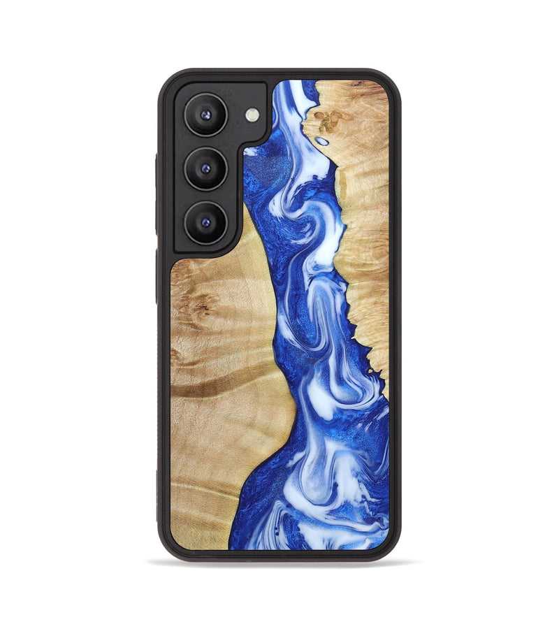 Galaxy S23 Wood+Resin Phone Case - Tyra (Blue, 663639)