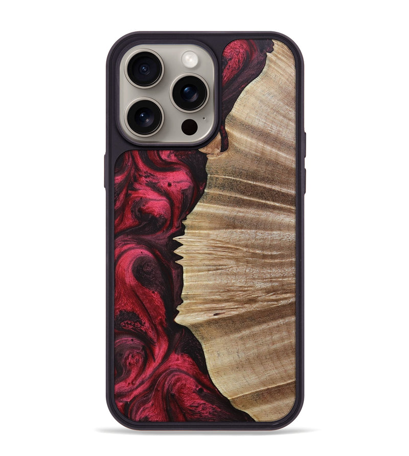 iPhone 15 Pro Max Wood+Resin Phone Case - Kiana (Red, 663668)