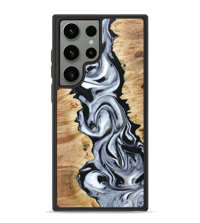 Galaxy S23 Ultra Wood+Resin Phone Case - Monica (Black & White, 663711)