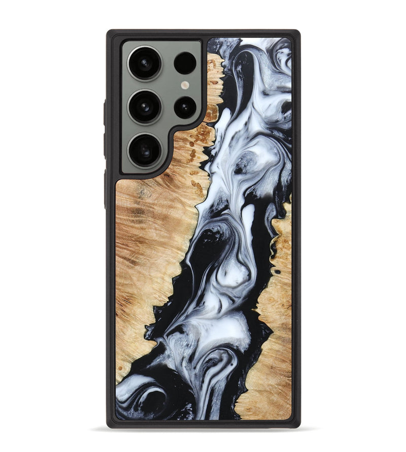 Galaxy S23 Ultra Wood+Resin Phone Case - Prince (Black & White, 663723)
