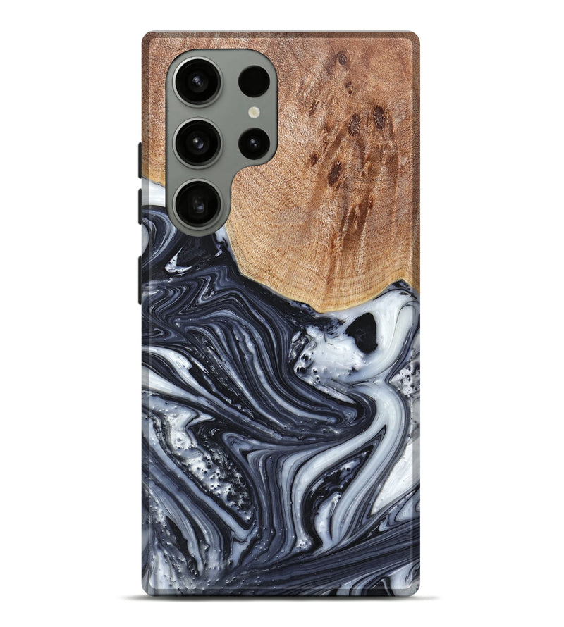 Galaxy S23 Ultra Wood+Resin Live Edge Phone Case - Leland (Black & White, 663893)