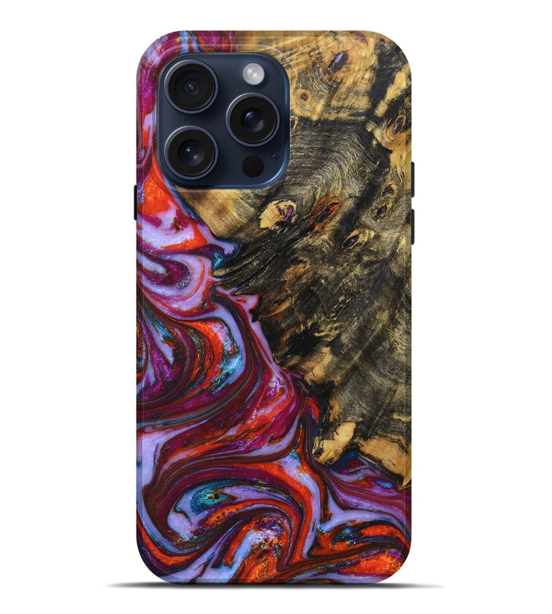 iPhone 15 Pro Max Wood+Resin Live Edge Phone Case - Wilbur (Purple, 663899)