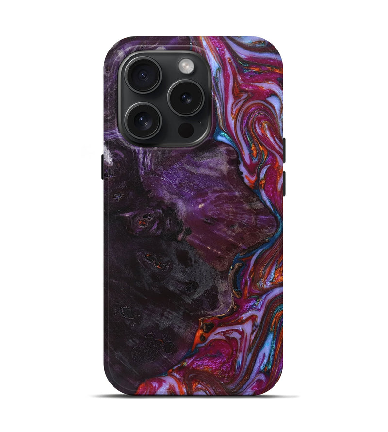 iPhone 15 Pro Wood+Resin Live Edge Phone Case - Fannie (Purple, 663906)