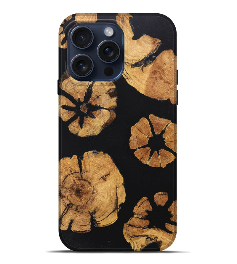 iPhone 15 Pro Max Wood+Resin Live Edge Phone Case - Ashton (Pure Black, 663909)