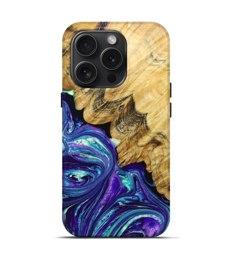 iPhone 15 Pro Wood+Resin Live Edge Phone Case - Virginia (Purple, 663913)