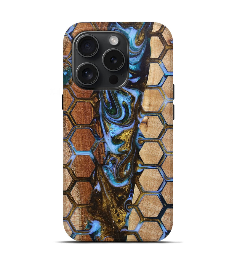 iPhone 15 Pro Wood+Resin Live Edge Phone Case - Fabian (Pattern, 663917)