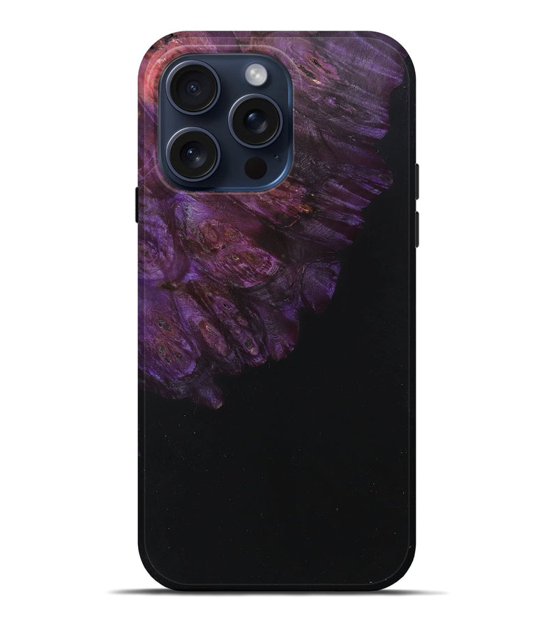 iPhone 15 Pro Max Wood+Resin Live Edge Phone Case - Julissa (Pure Black, 663922)