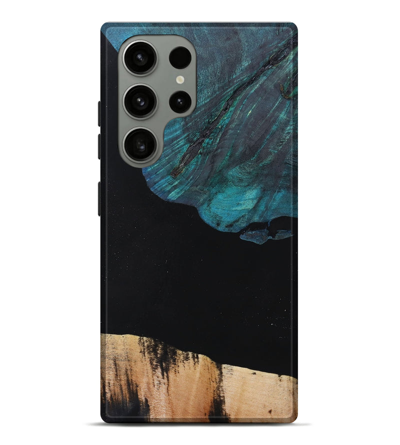 Galaxy S23 Ultra Wood+Resin Live Edge Phone Case - Chloe (Pure Black, 663924)