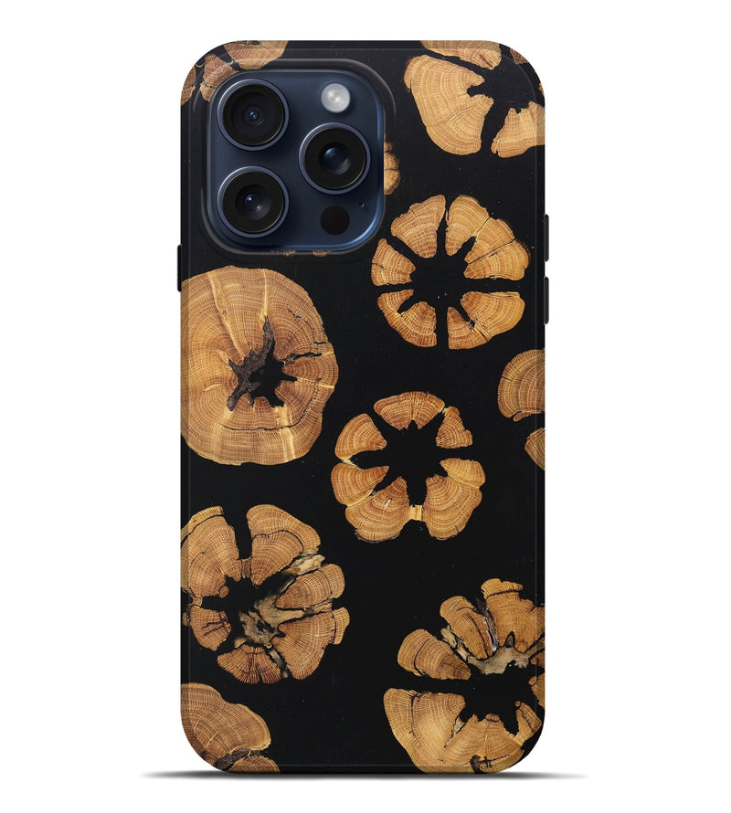 iPhone 15 Pro Max Wood+Resin Live Edge Phone Case - Hilary (Pure Black, 663925)