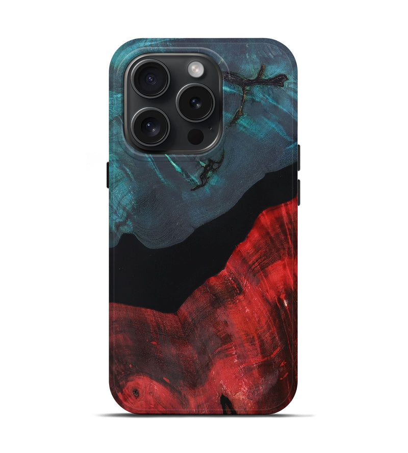 iPhone 15 Pro Wood+Resin Live Edge Phone Case - Eunice (Pure Black, 663927)
