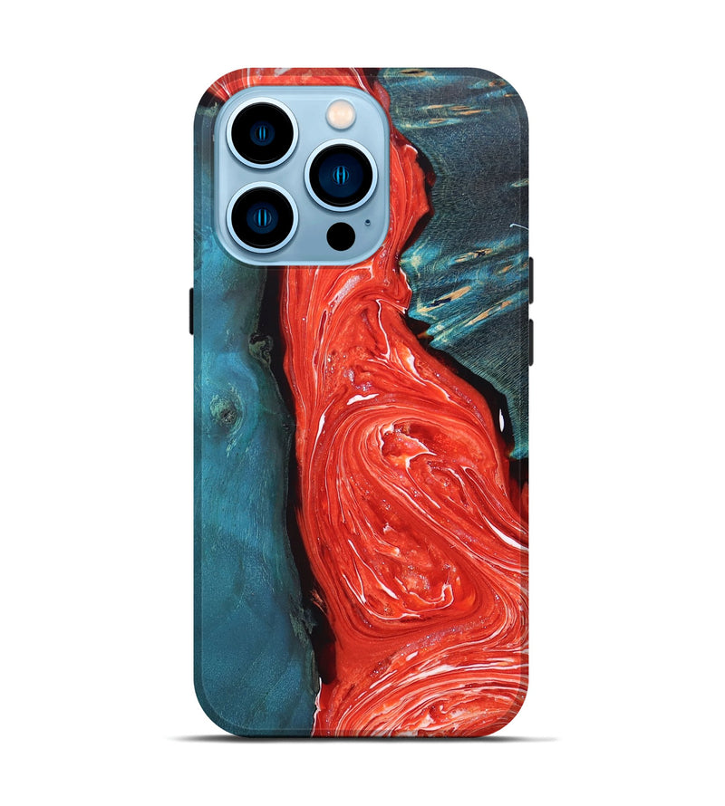 iPhone 14 Pro Wood+Resin Live Edge Phone Case - Theodore (Red, 663928)