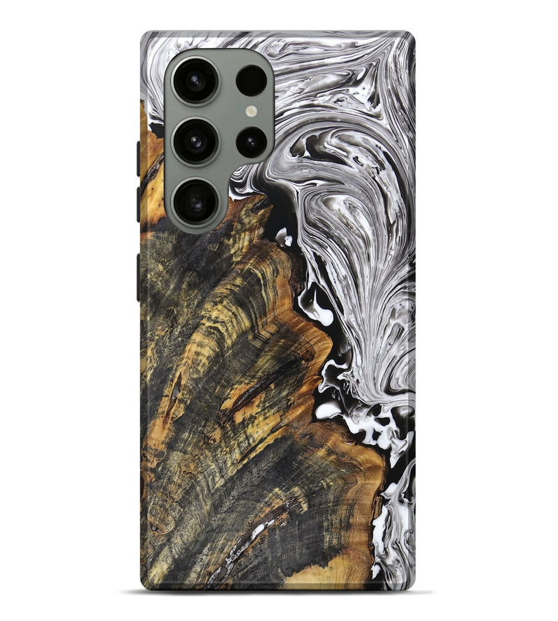 Galaxy S23 Ultra Wood+Resin Live Edge Phone Case - Lowell (Black & White, 663929)
